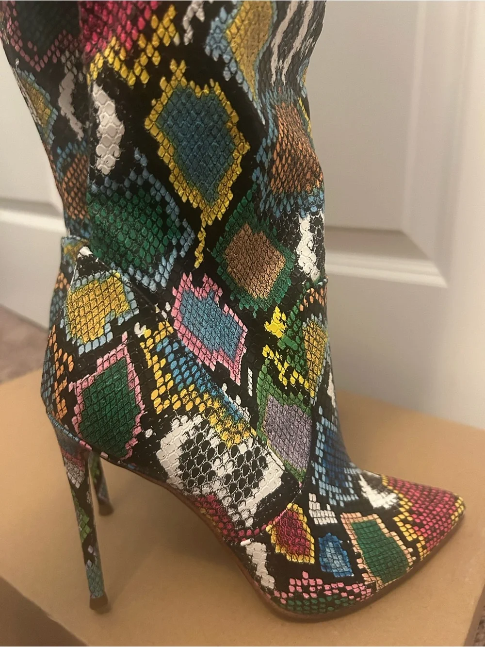 Steve Madden Multicolor Snake-Print Over-the-Knee Stiletto Boot